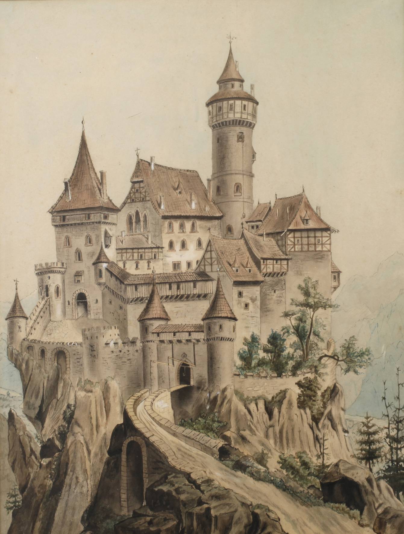 Hallig, Schloss auf einem Bergsporn