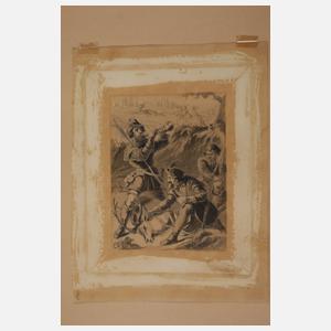 Carl Friedrich Lessing, attr., Jäger mit erlegtem Hirsch