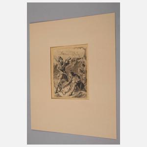 Carl Friedrich Lessing, attr., Jäger mit erlegtem Hirsch