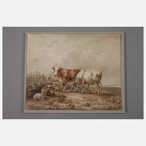 Jan B. Tom, attr., Kühe und Schafe auf der Weide