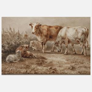 Jan B. Tom, attr., Kühe und Schafe auf der Weide