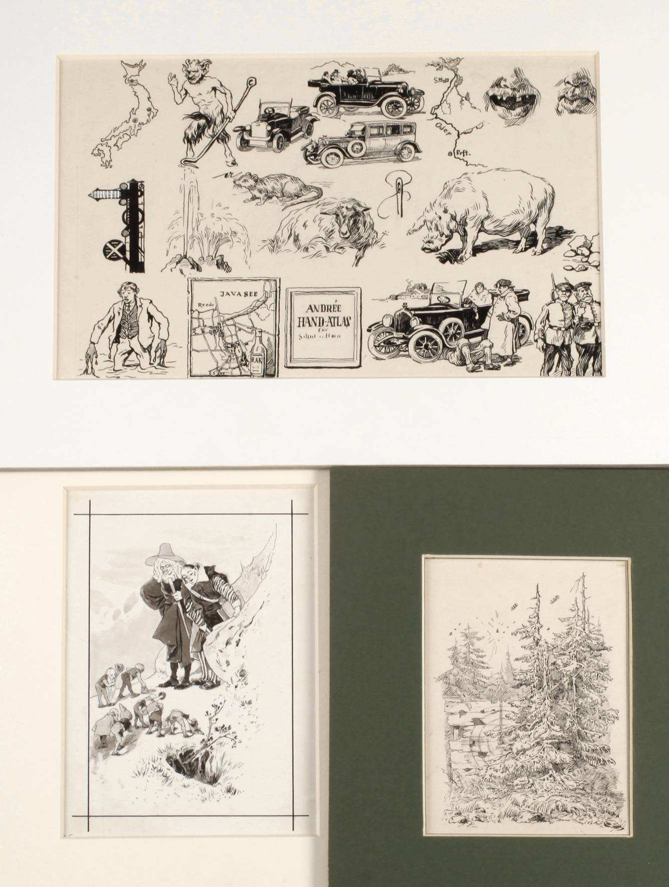 Konvolut Illustrationszeichnungen