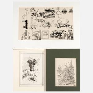 Konvolut Illustrationszeichnungen