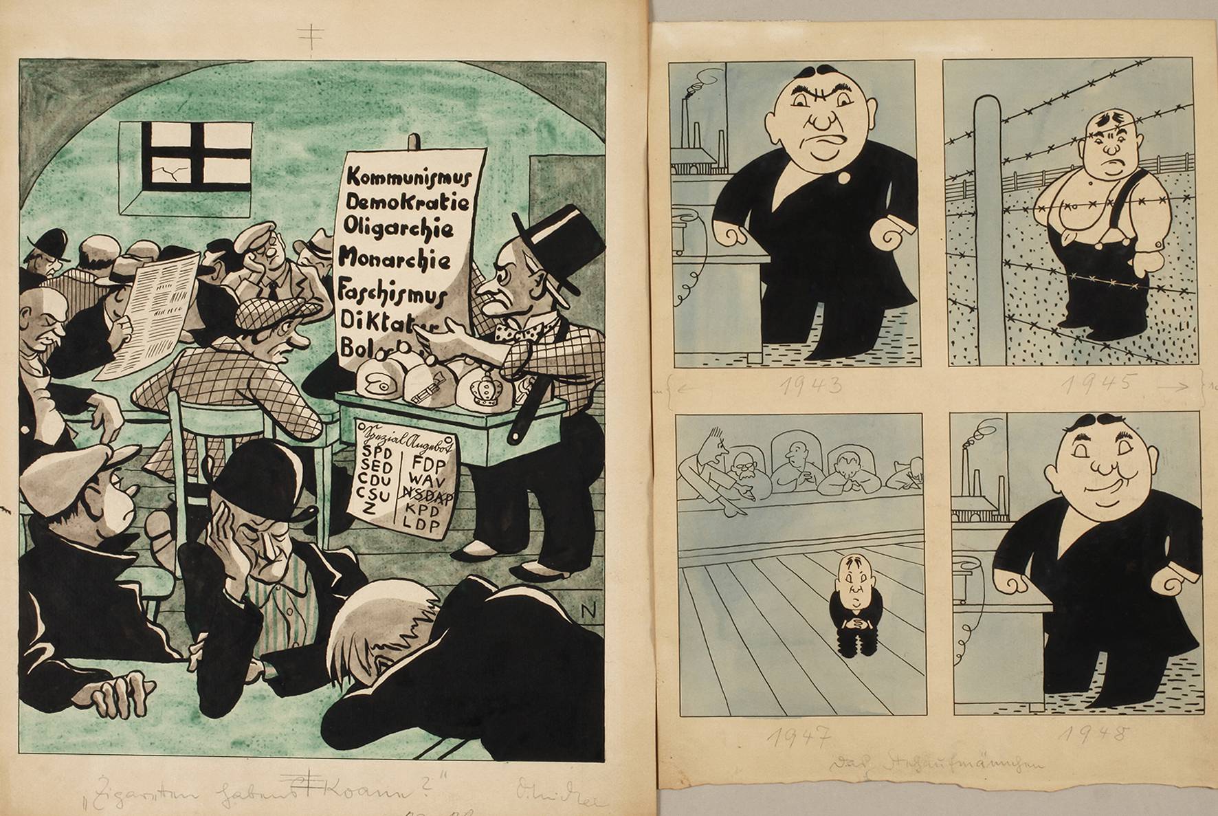 Otto Nückel, Paar politische Karikaturen