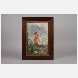 Richard Blumenau, Mädchen vor alpiner Landschaft