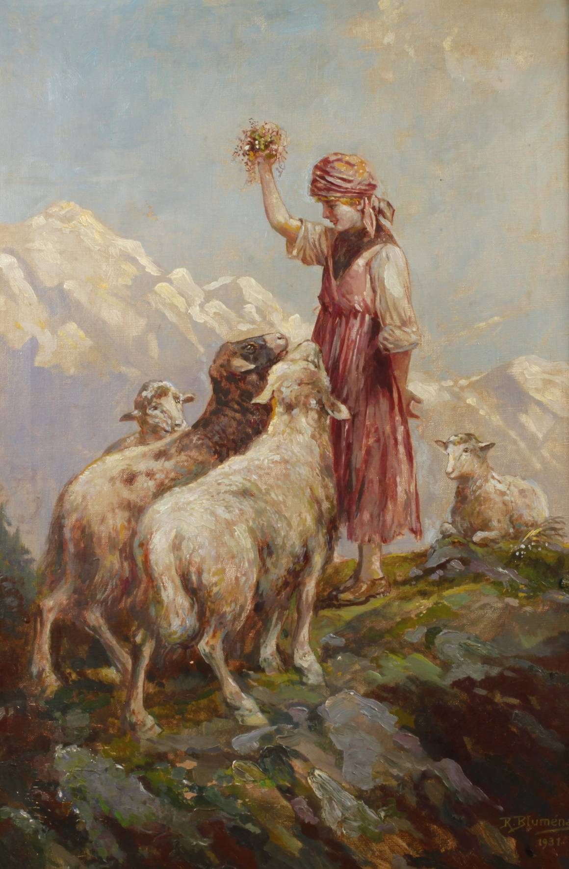 Richard Blumenau, Schafhirtin im Gebirge