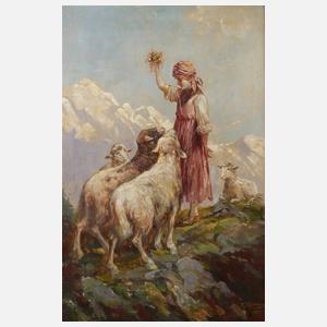 Richard Blumenau, Schafhirtin im Gebirge