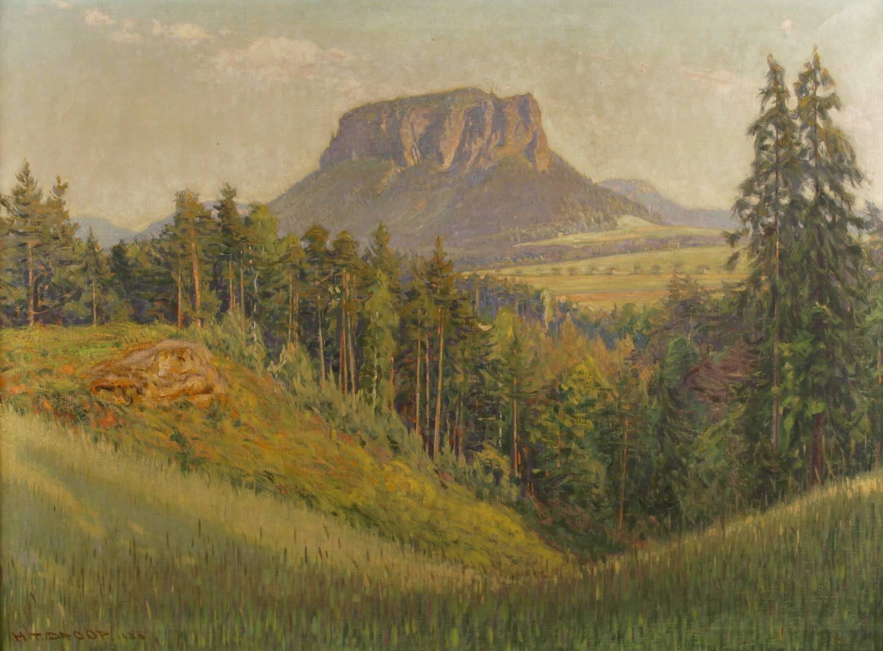 Hermann Theodor Droop, ”Landschaft mit Lilienstein”