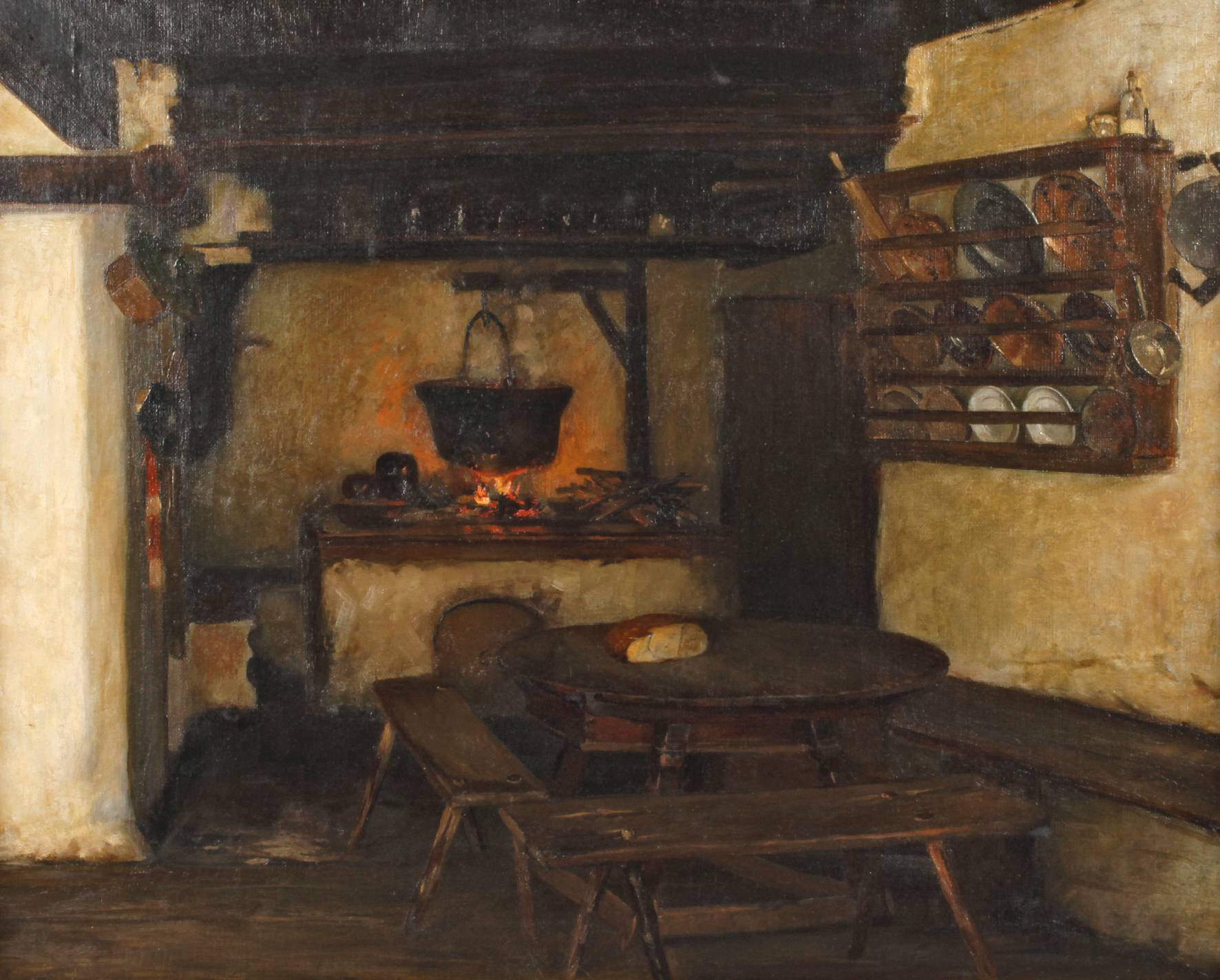 Oscar Graef, attr., Bauernküche