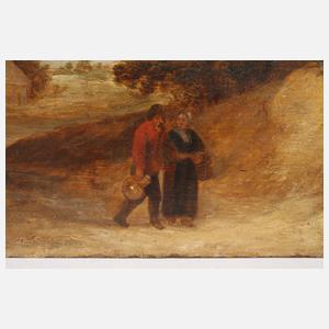 Bauernpaar in herbstlicher Landschaft