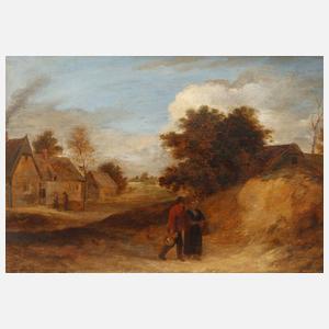 Bauernpaar in herbstlicher Landschaft