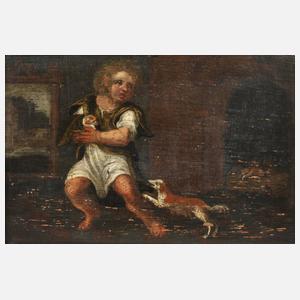 Knabe mit Hunden