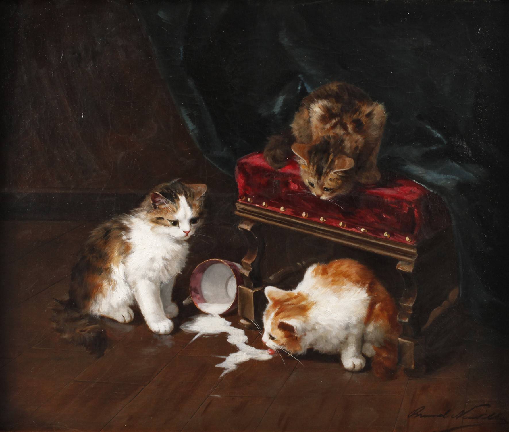 Alfred Arthur Brunel de Neuville, Spielende Katzen