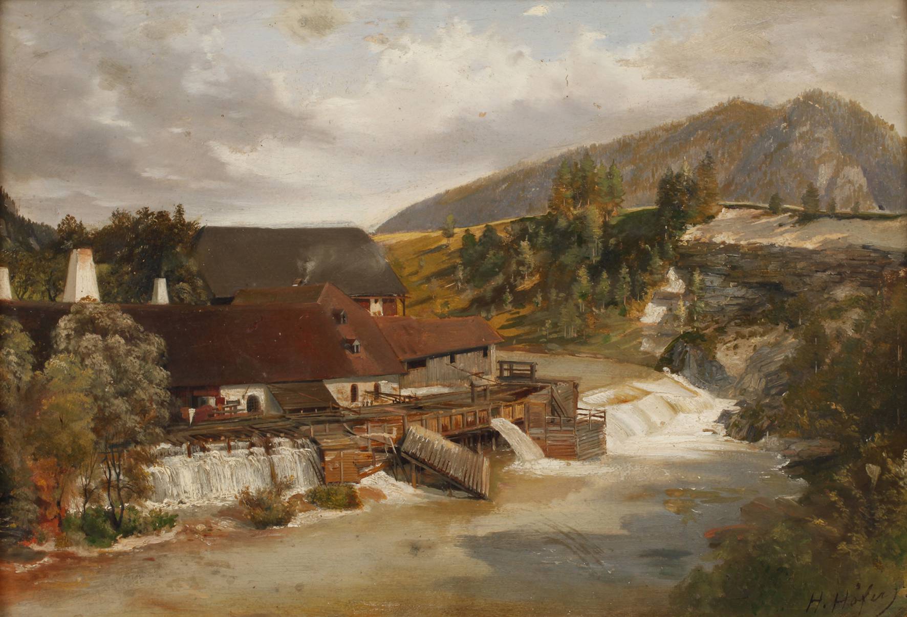 H. Höfer, Mühle am Fluss