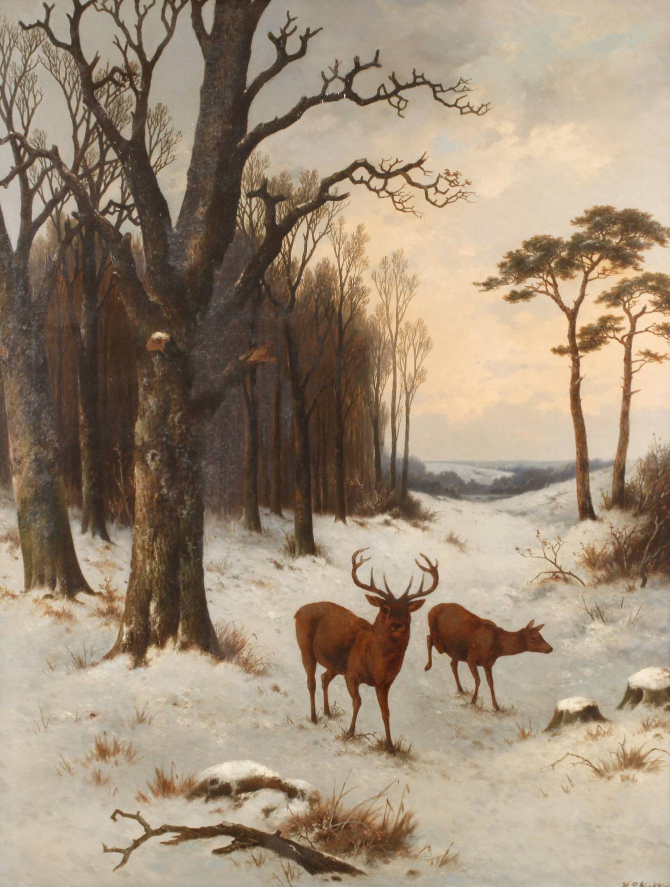 Hendrik Pieter Koekkoek, Hirschwild im Winter