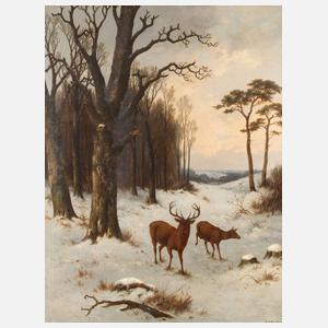 Hendrik Pieter Koekkoek, Hirschwild im Winter