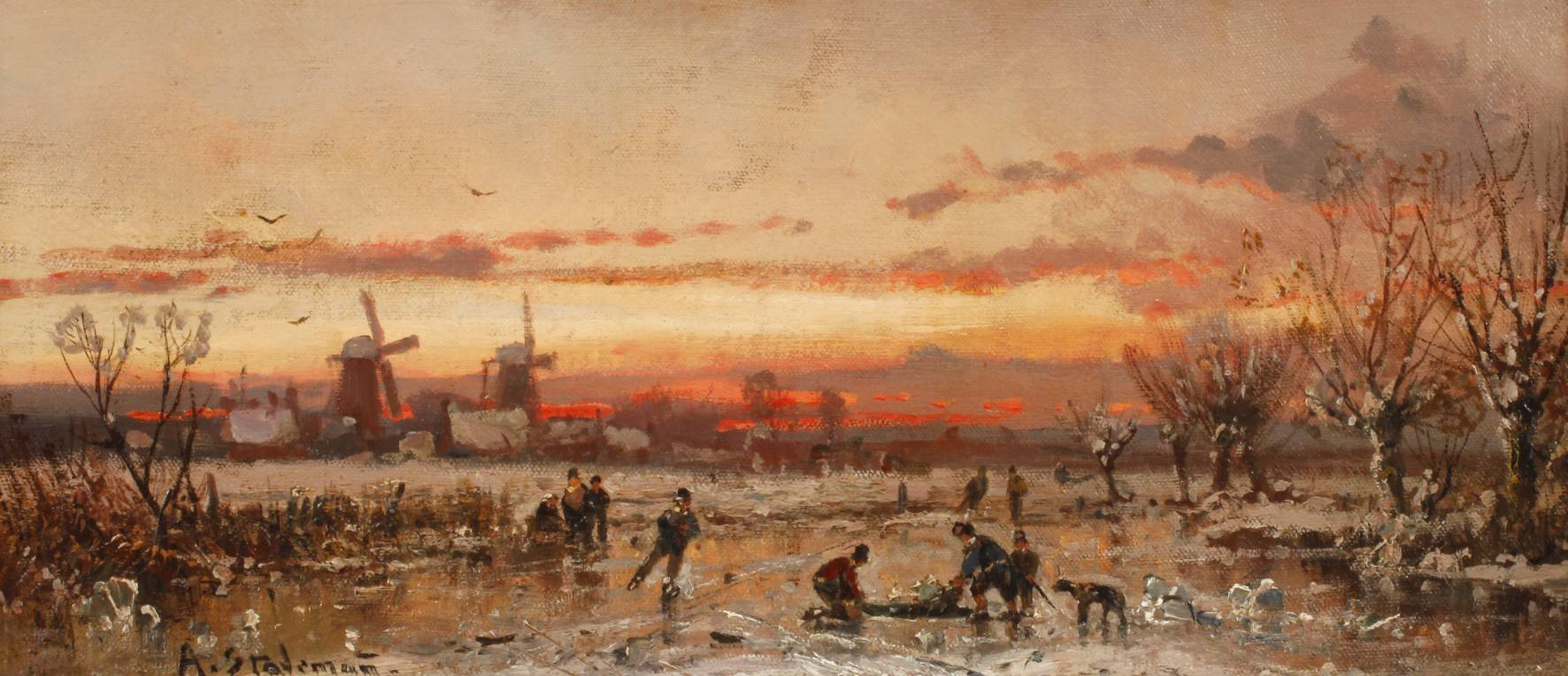 Adolf Stademann, attr., Winterabend am See