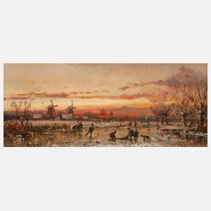 Adolf Stademann, attr., Winterabend am See