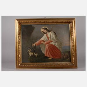 Jesus mit Lamm im Dornbusch