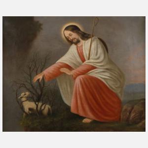 Jesus mit Lamm im Dornbusch