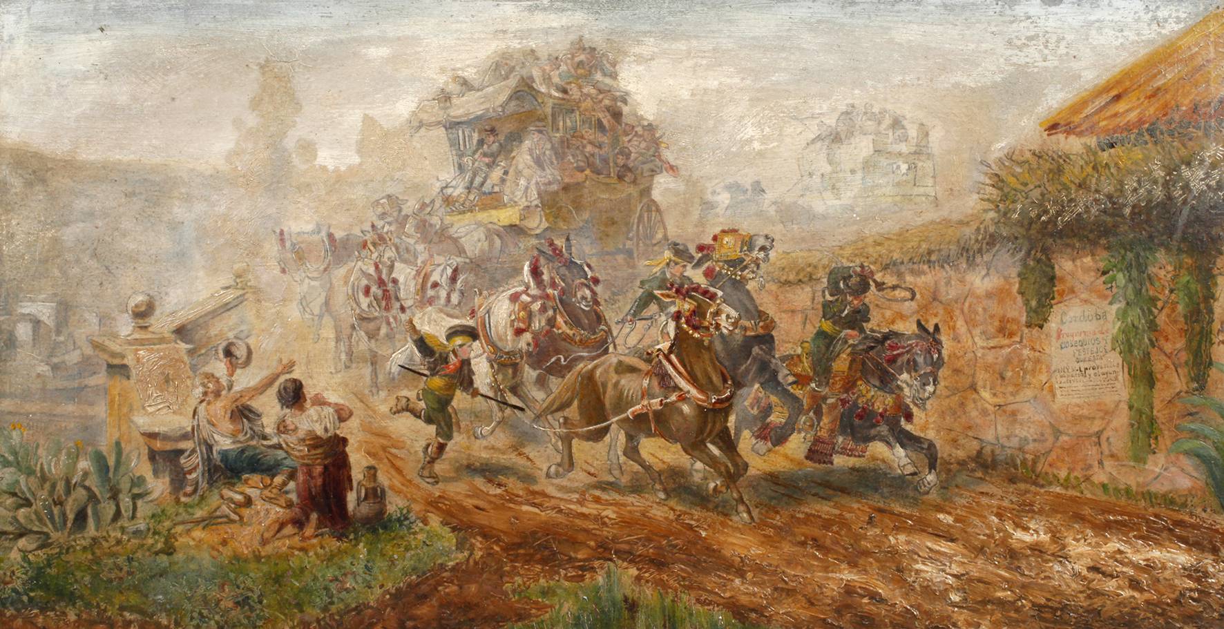 Postkutschen auf der Landstraße