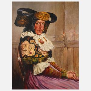 C. M. Bombe, Frauenbildnis in Festtracht