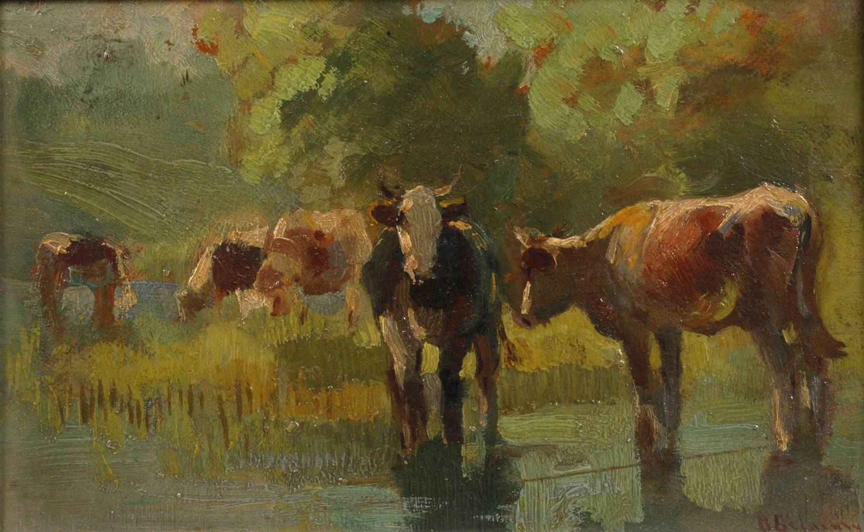 István Burchard-Bélaváry, Kühe am sonnigen Ufer