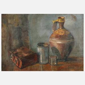 Büttner, Stillleben mit Buch und Gefäßen