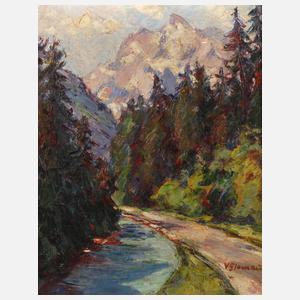 Valeska Glamann, attr., Fluss im Gebirge