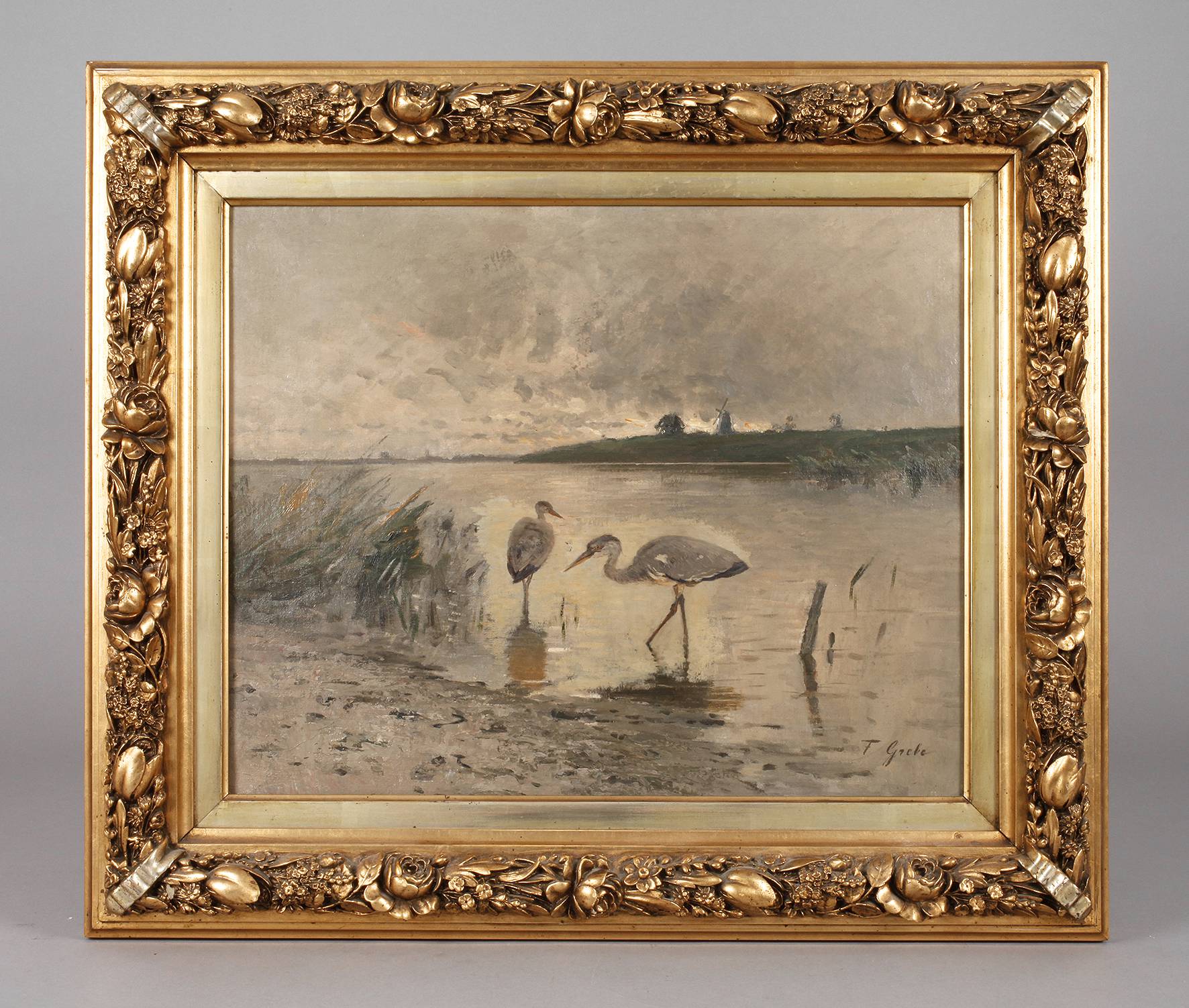 Fritz Grebe, Reiher am Seeufer