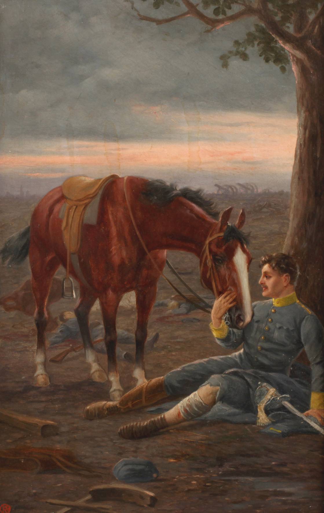 Rudolf Kratky, attr., Verwundeter Soldat mit Pferd