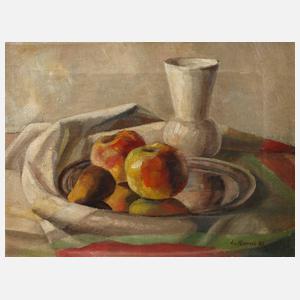 E. Kurns, Früchtstillleben mit Vase