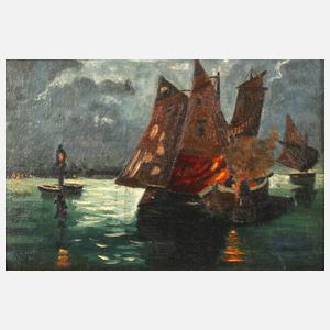 K. Schmidt, Nocturne mit Booten vor Venedig