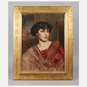 Prof. Leopold Schmutzler, Dame im roten Kleid