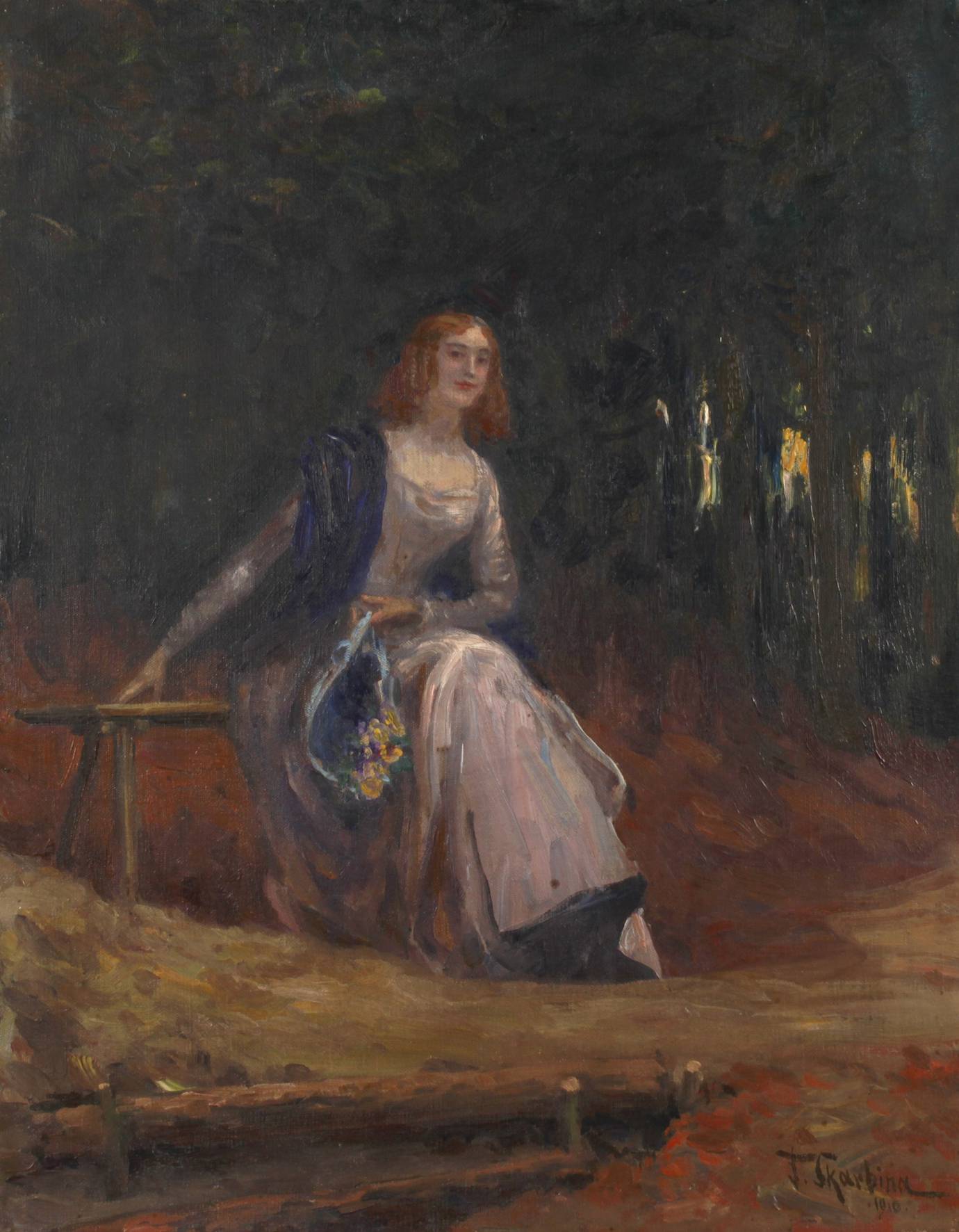 Prof. Franz Skarbina, Dame am Waldrand