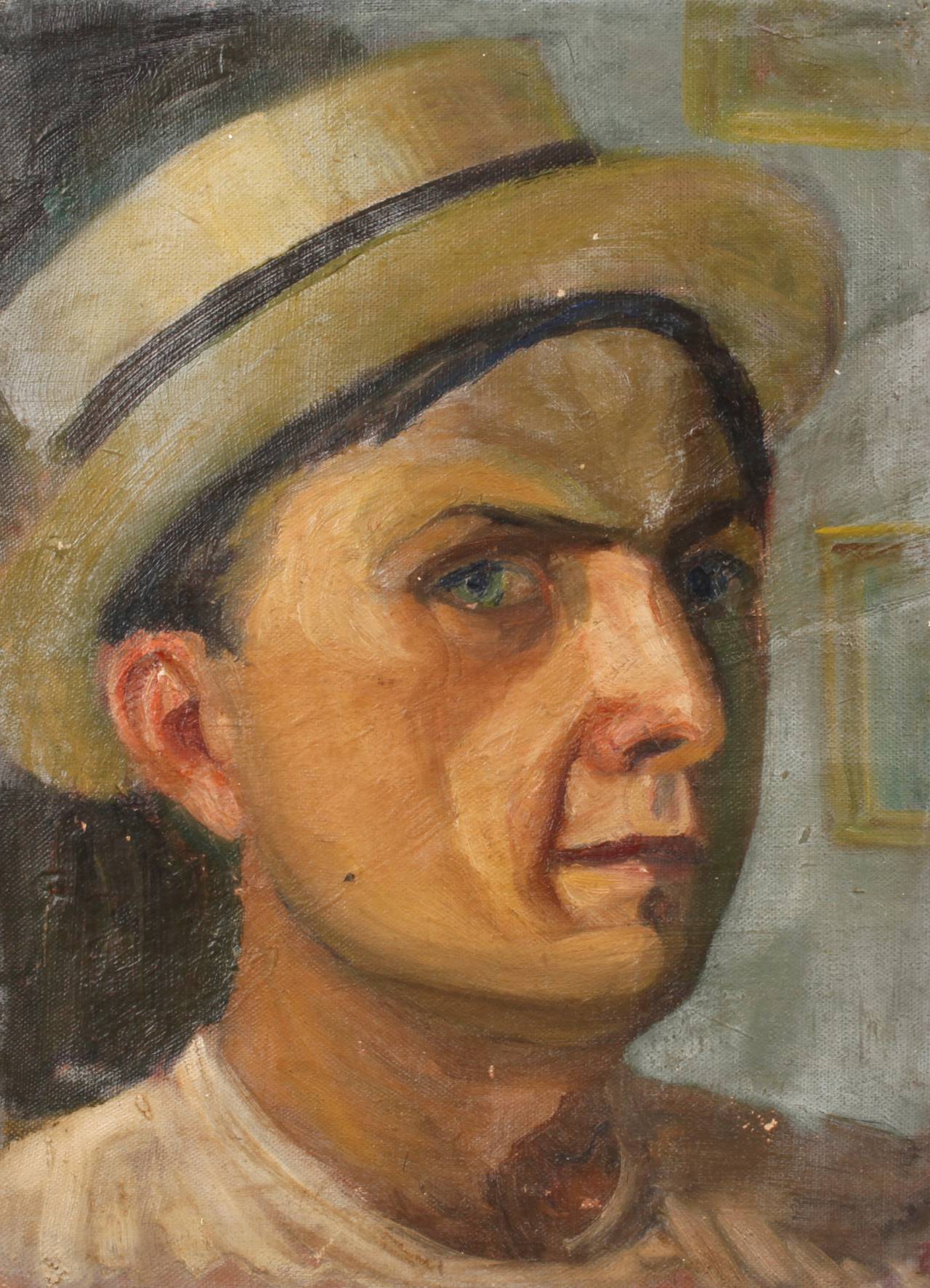 Herrenbildnis mit Strohhut