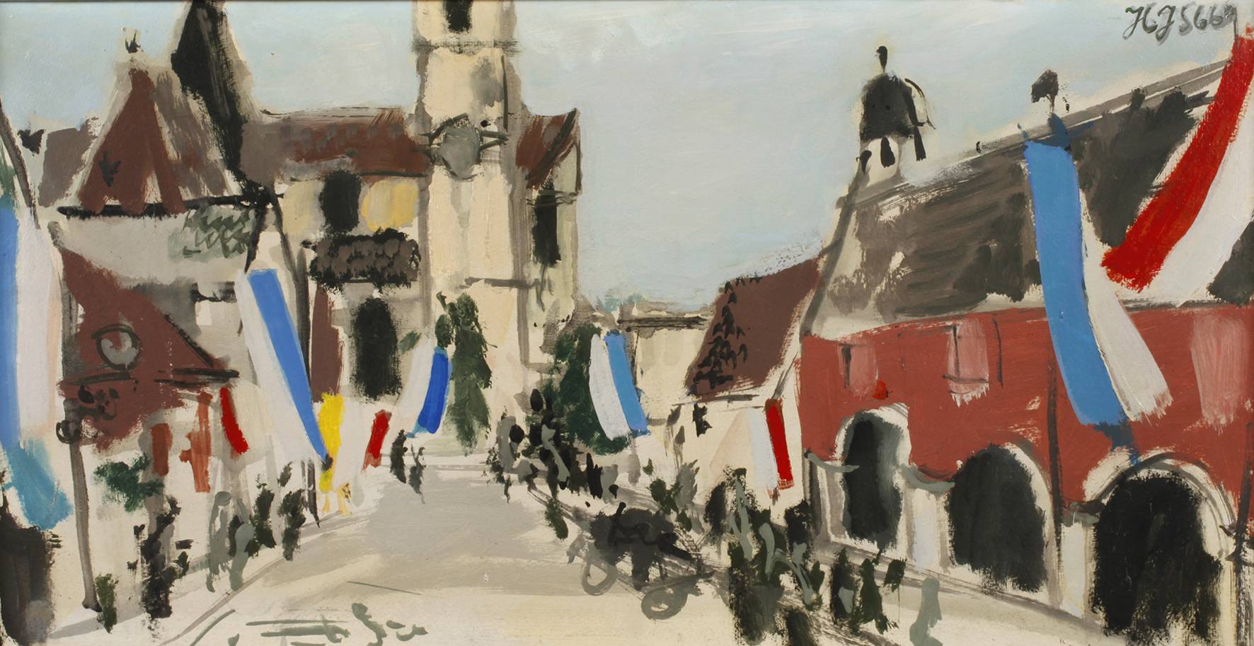 Fahnengeschmückte Straße