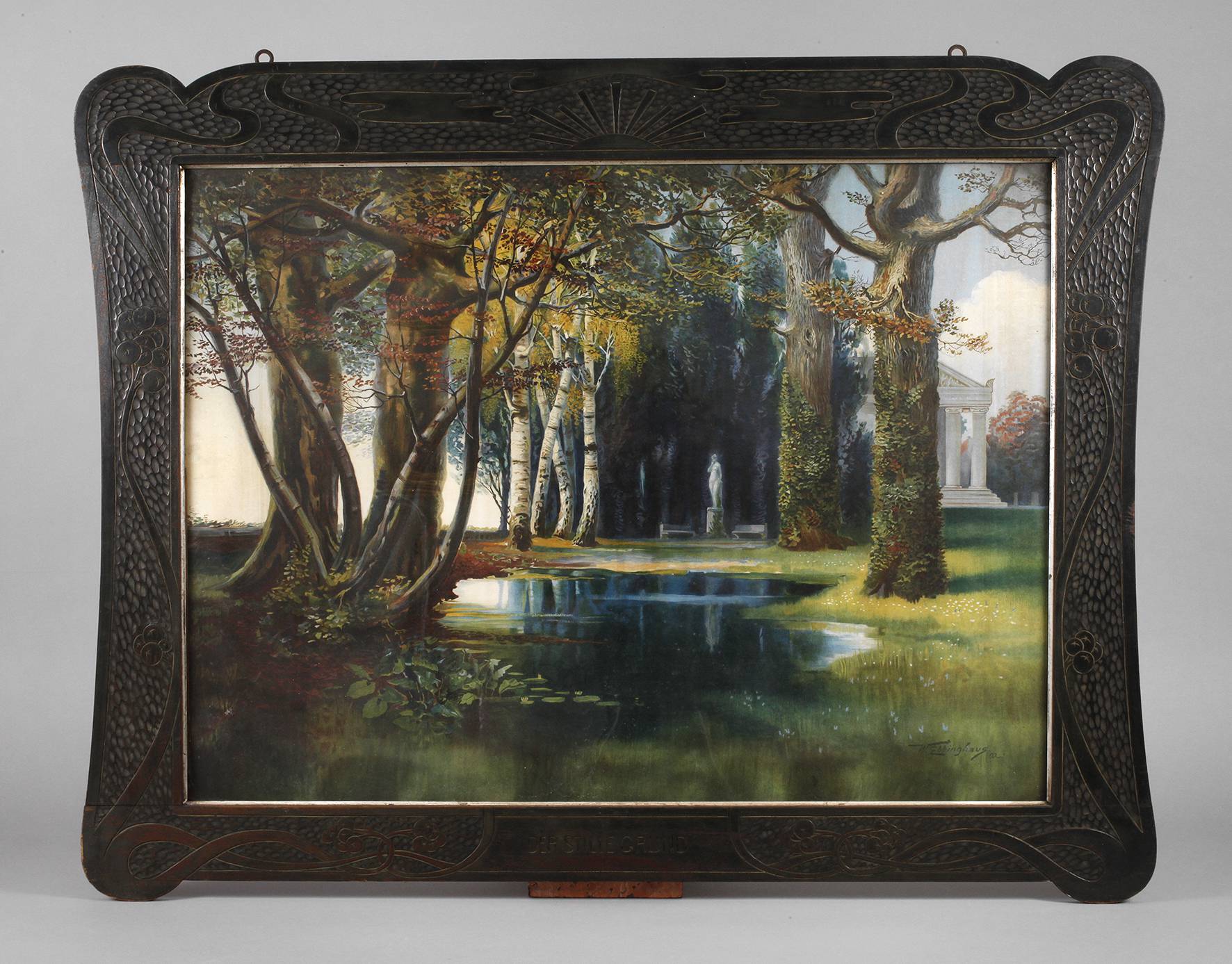 Geschnitzter Jugendstilrahmen mit passendem Druck