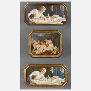 Drei oktogonale Goldstuckleisten um 1930