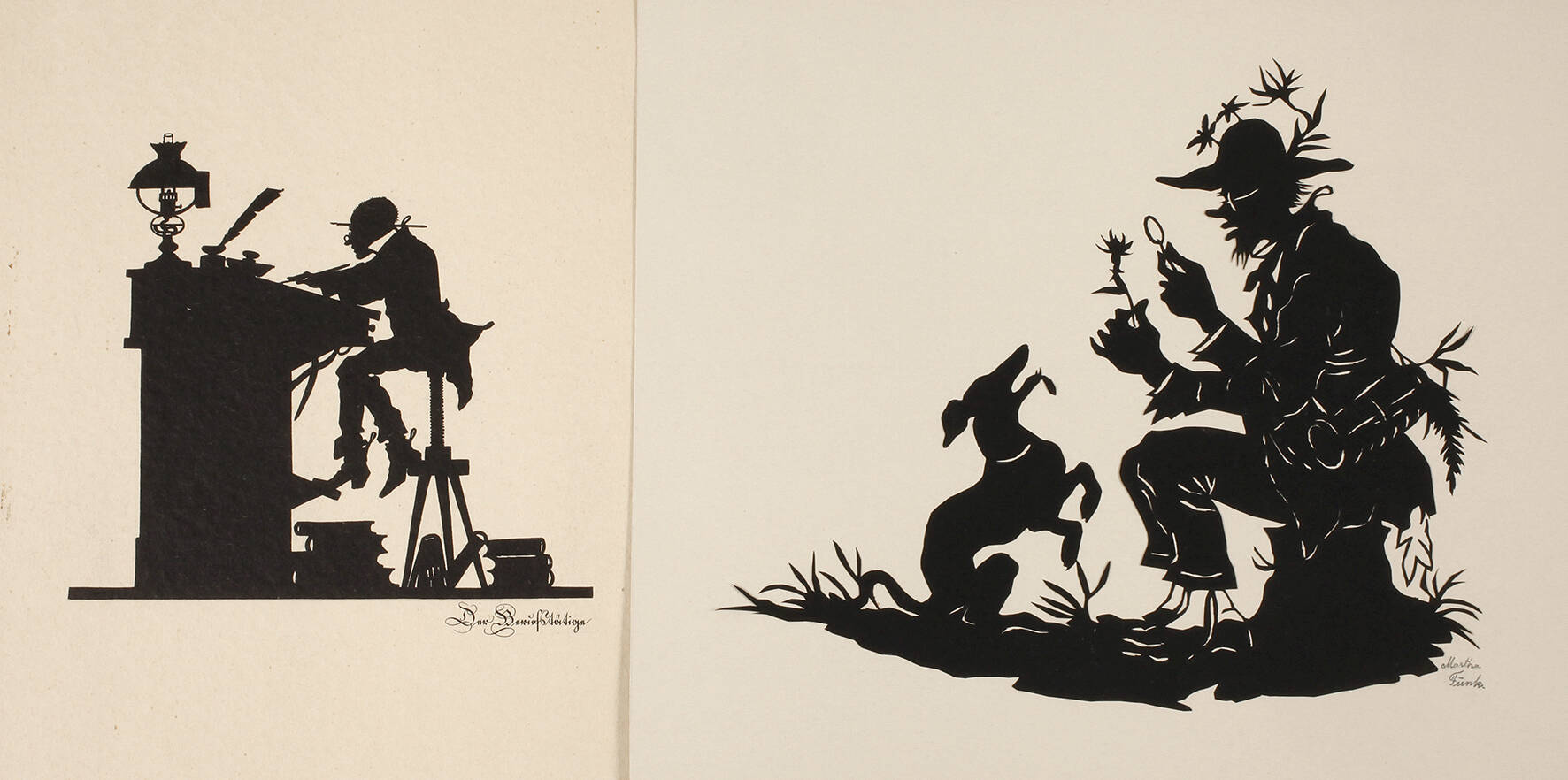 Zwei Scherenschnitte