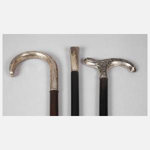 Drei Spazierstöcke Silber