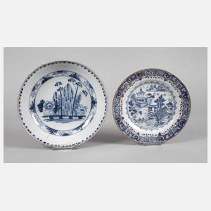 Teller und Schale Blaumalerei