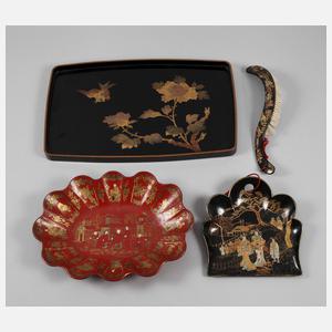 Drei Lackschnitzereien