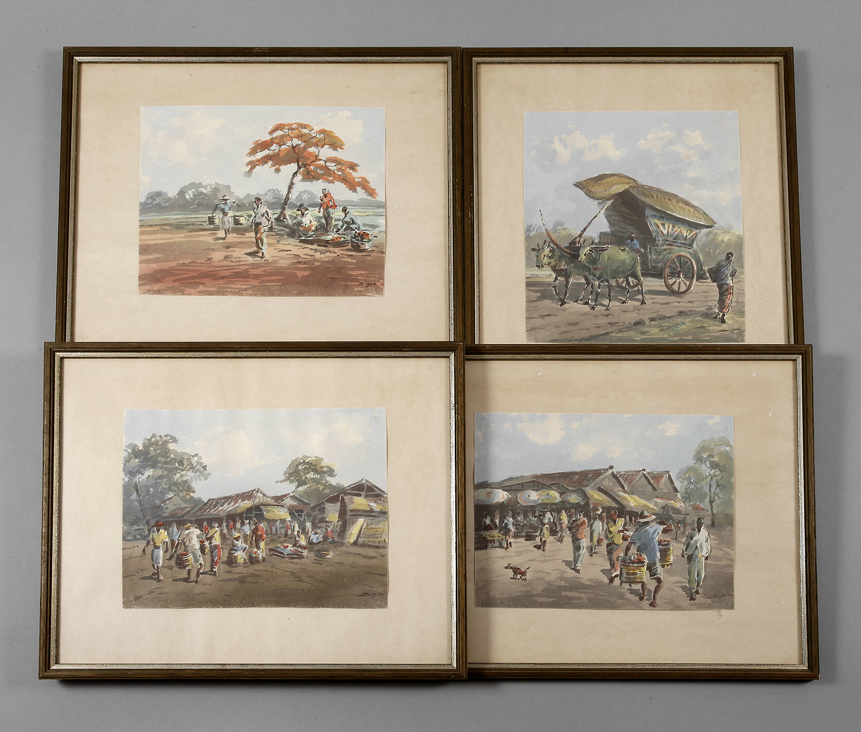 Konvolut Aquarelle Asien