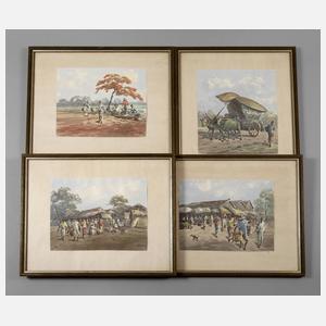 Konvolut Aquarelle Asien