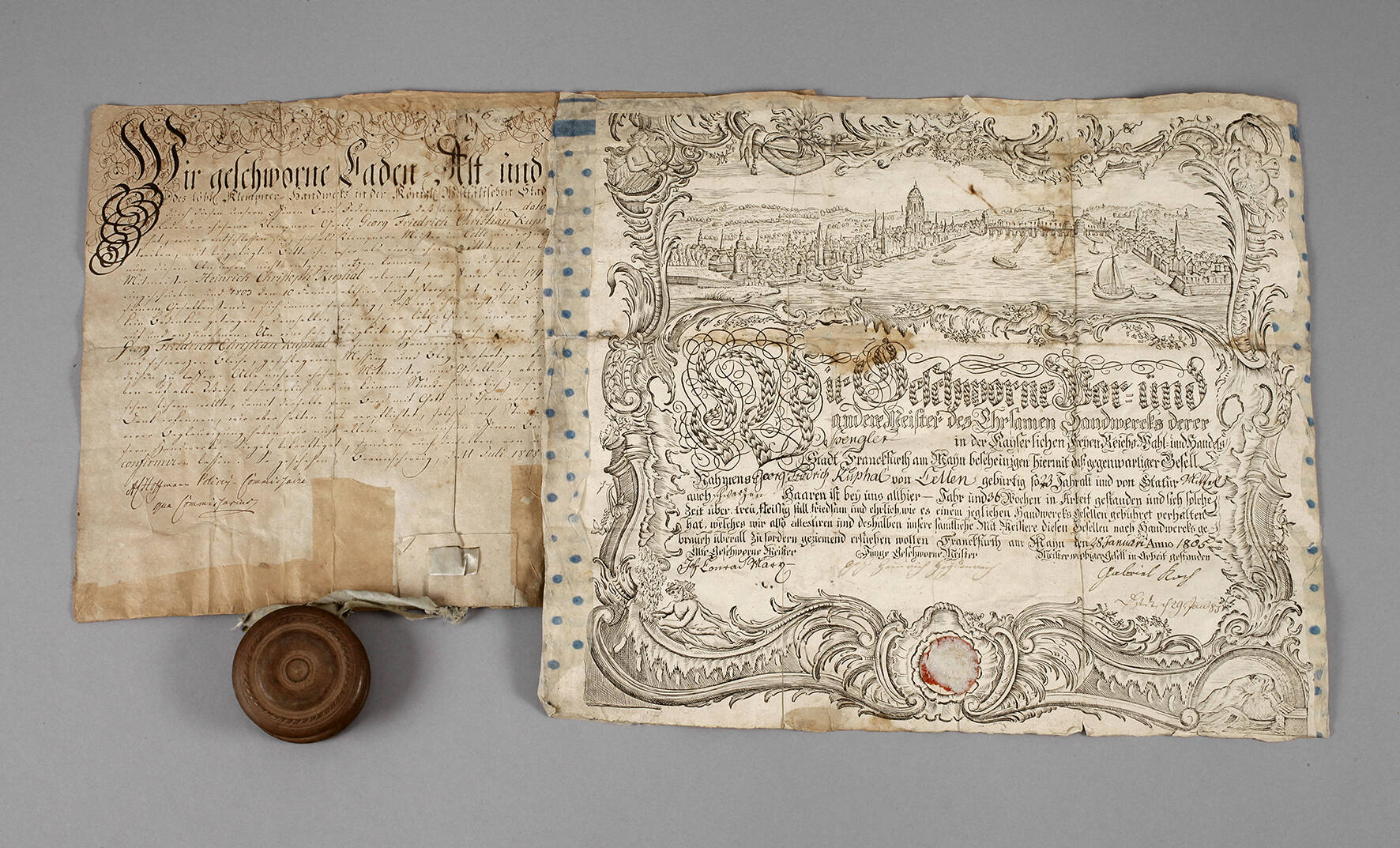 Zwei Meisterbriefe des G. F. Ch. Kuphal