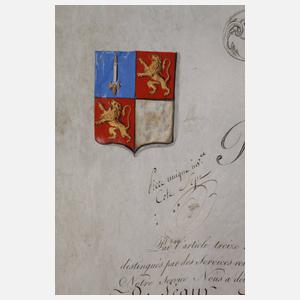 Lettre Patente mit dem Autogramm Napoleon I.