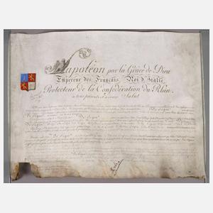 Lettre Patente mit dem Autogramm Napoleon I.
