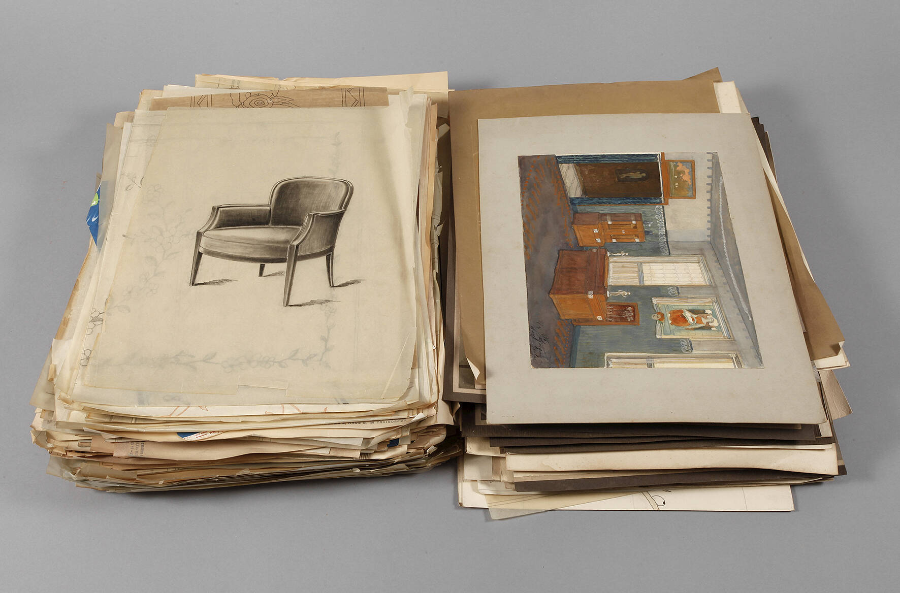 Konvolut Fotografien/Entwürfe Möbel