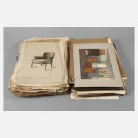 Konvolut Fotografien/Entwürfe Möbel111